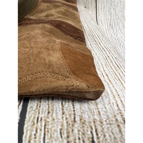 Vaan & Co Upcycled Patchwork Leather Suede Handbag Tote Brown XL Boho Earthy - Picture 6 of 12